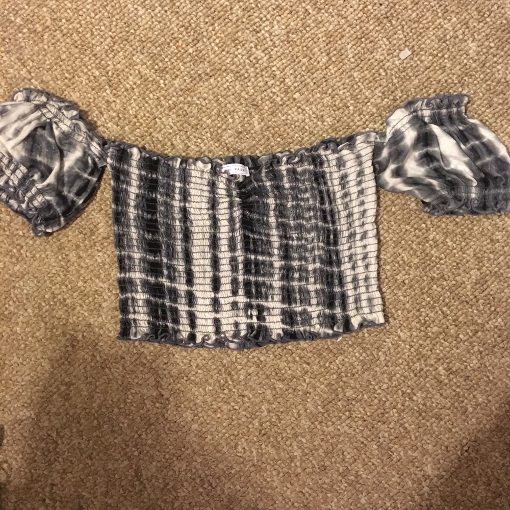Smocked off the shoulder tie dye top